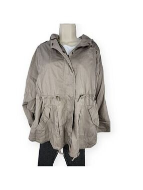 Only Tan Hooded Utility Jacket Large